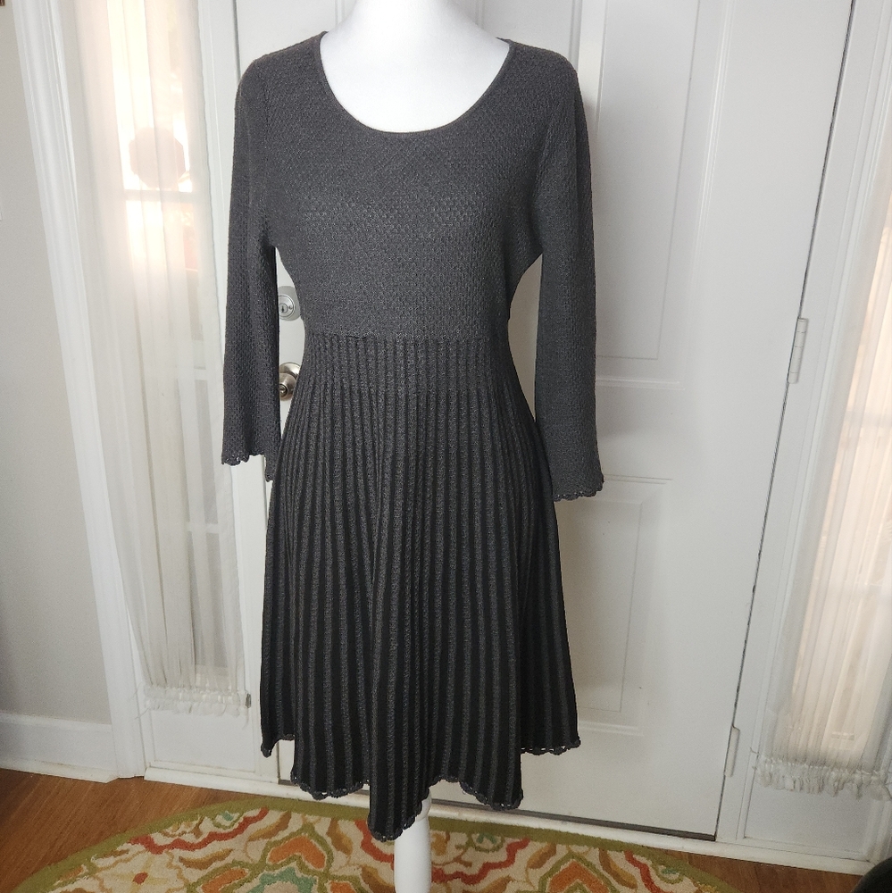 Calvin‎ Klein Charcoal Long Sleeve Gray Dress  Size PL Petite Large